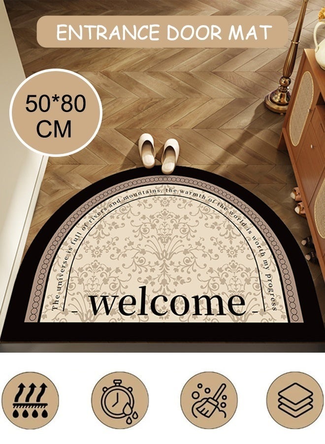 Arabest Door Mat Welcome Door Mat Carpet and Door Mats Non-Slip Durable Welcome Mat Kitchen Rug Pad Dirt Entryway Rug Front Door Mat Rubber Backing Non Slip Door Mats Heavy Duty Waterproof Indoor Outside Mats Entrance Home Floor Mat Entrance Doormat Half Round Door Mat 50*80cm - Image 1